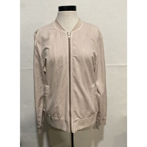 Hinge Women's Blush‎ Zip Front 3 Pockets Lightweight Bomber Jacket Sz 1